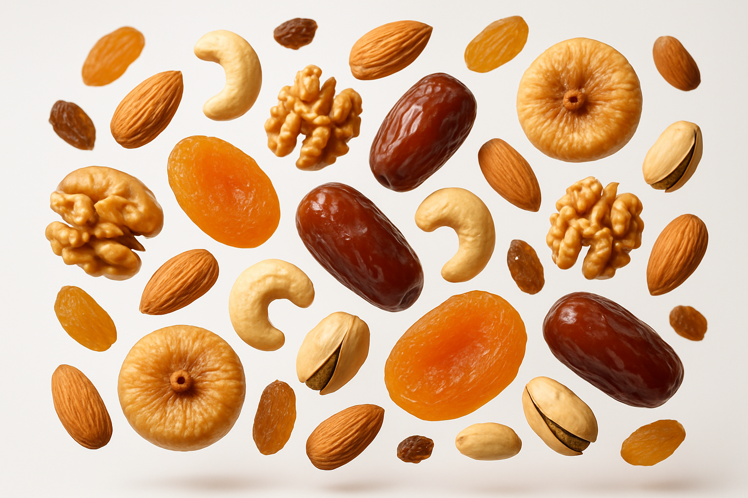 mix dry fruits floating